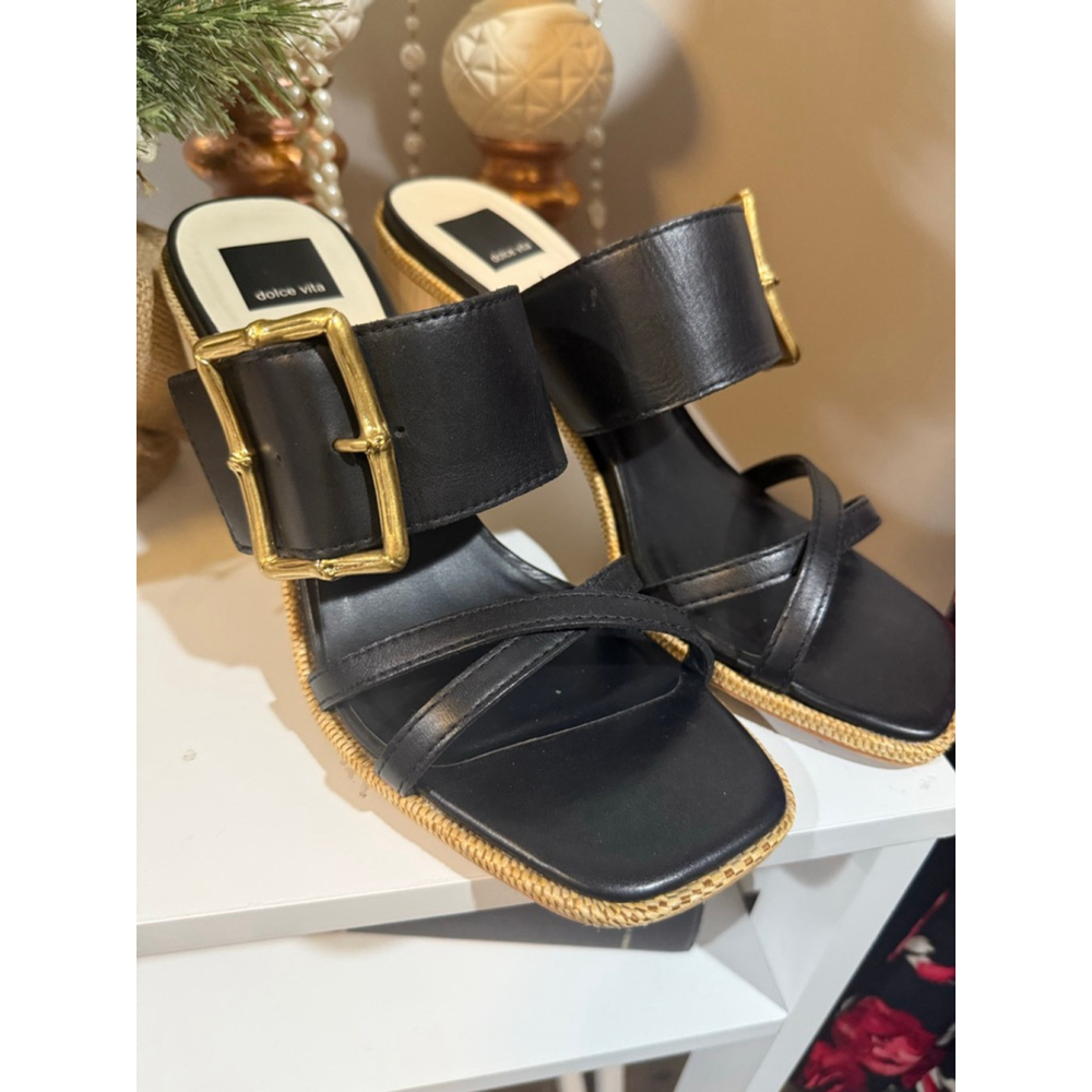 Dolce Vita Black Block Heels 10 - Picture 2 of 5